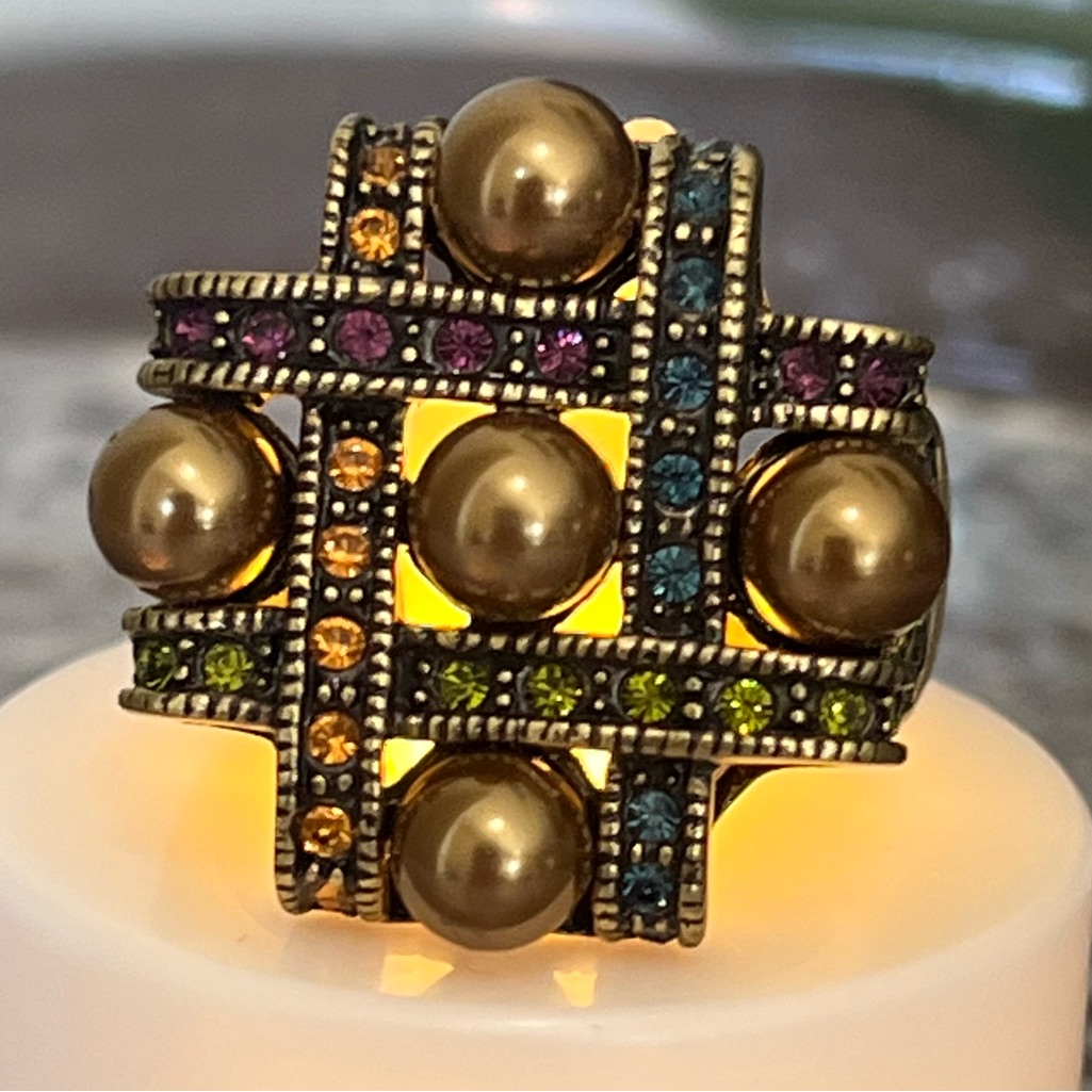 Heidi Daus “Tic Tac Toe” Vintage/Unworn Size 12 Swarovski Crystals Ring